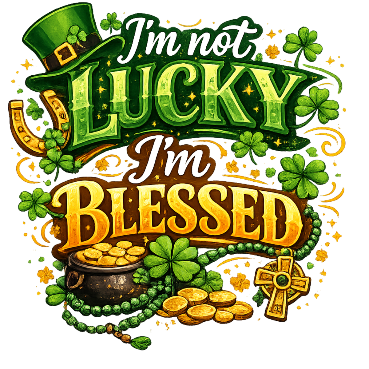 I'm not lucky I'm blessed with a cross DTF Transfer | Ready-to-Press
