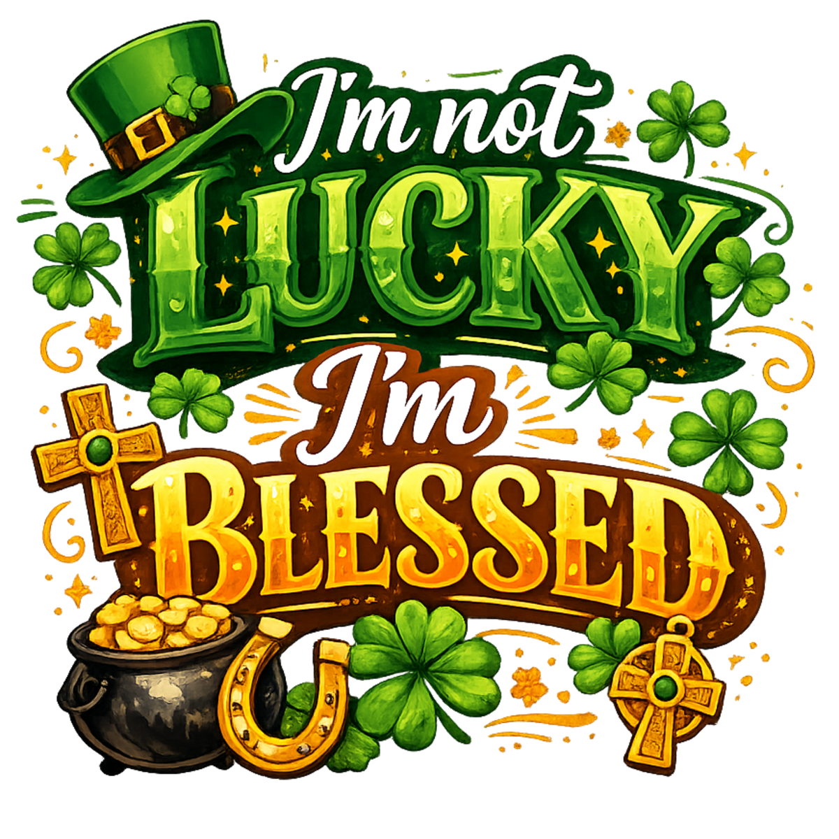 I'm not lucky I'm blessed with horseshoe DTF Transfer | Ready-to-Press