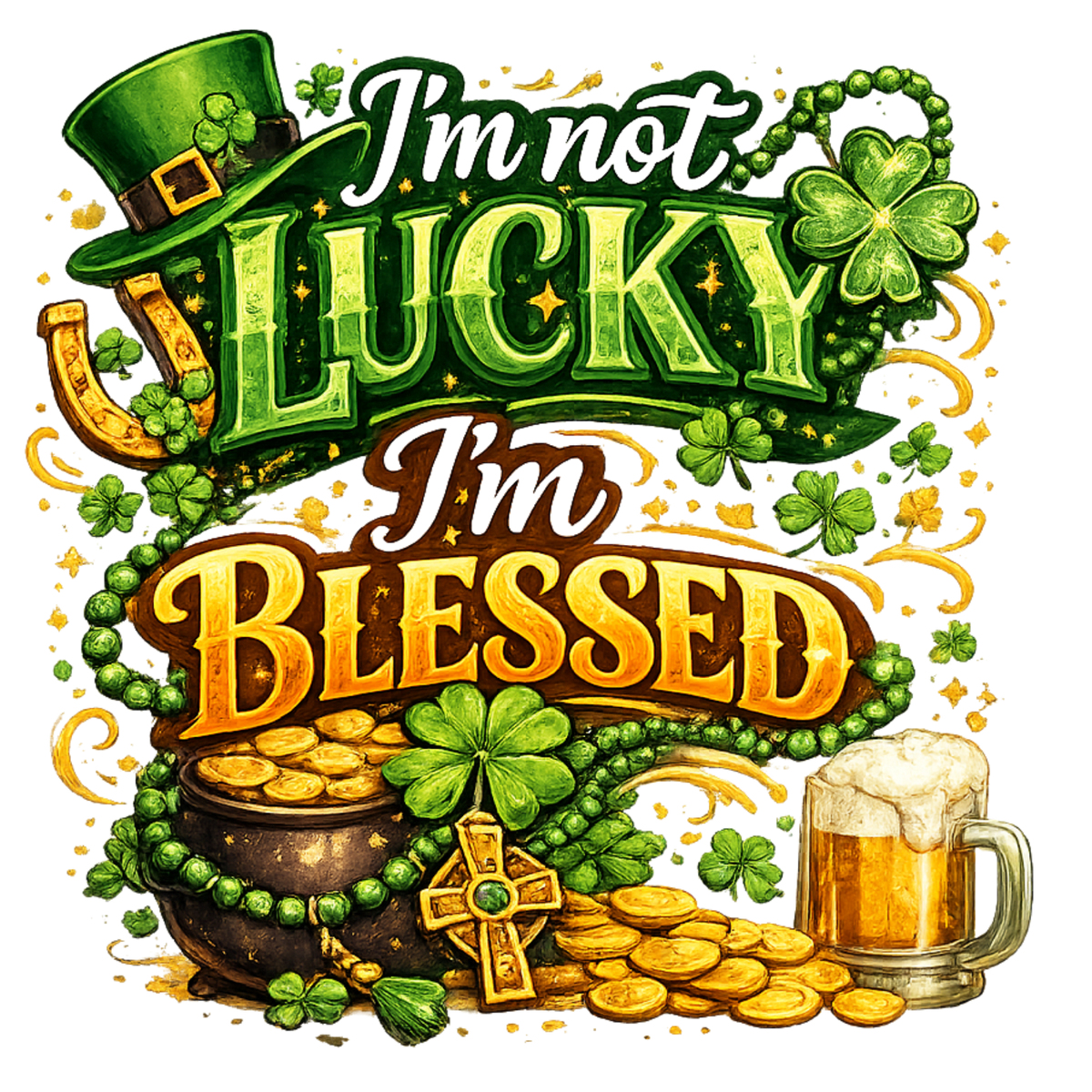I'm not lucky I'm blessed with beer DTF Transfer | Ready-to-Press
